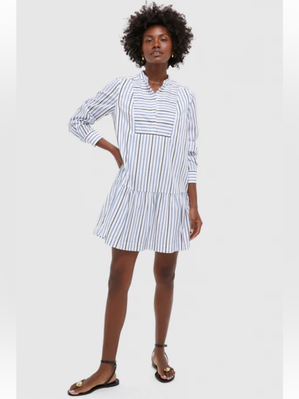 Tuckernuck Blue and White Striped Tiered Shirt Dress